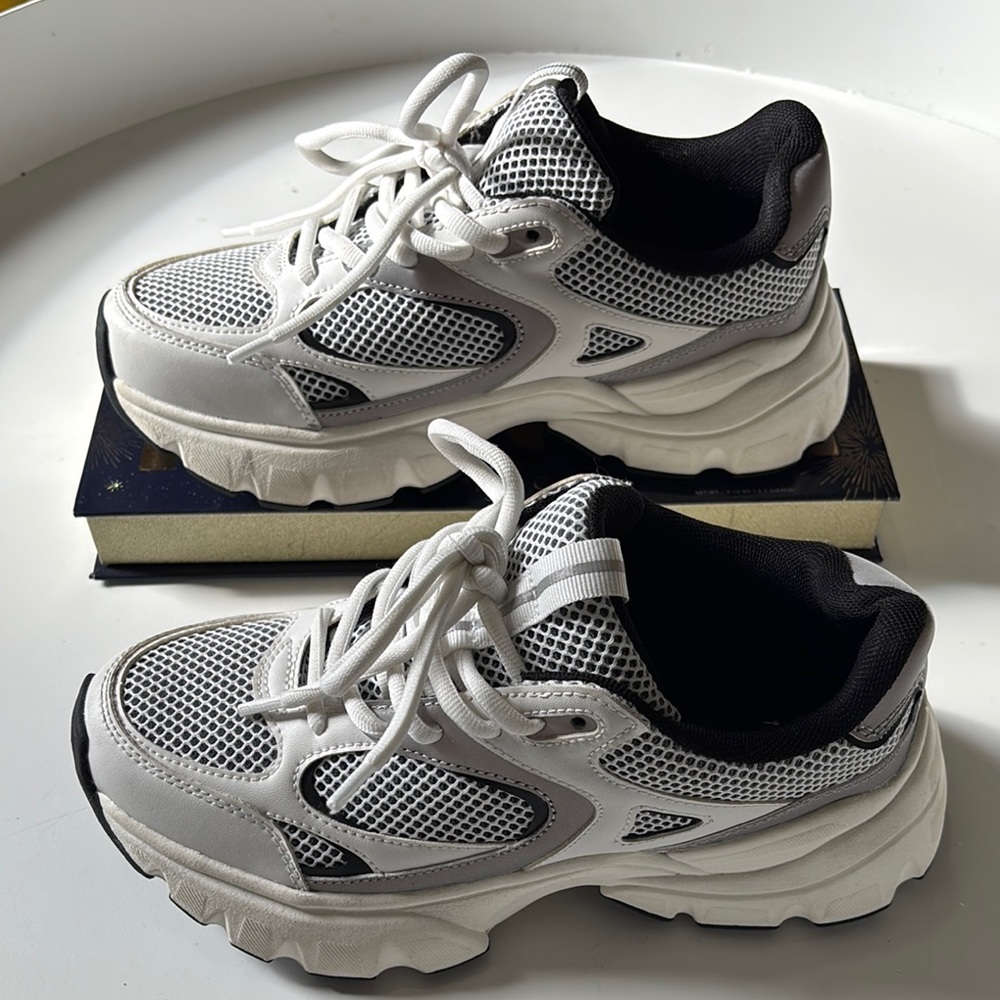 White and Black Chunky Sneakers